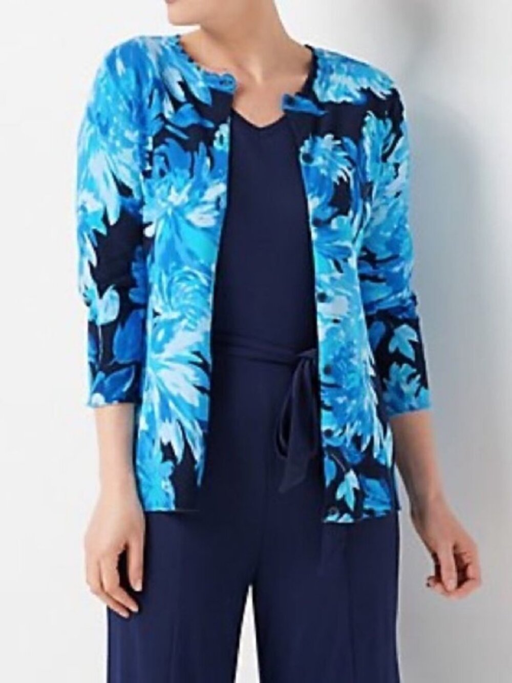 Isaac Mizrahi Watercolor Floral Printed Cardigan